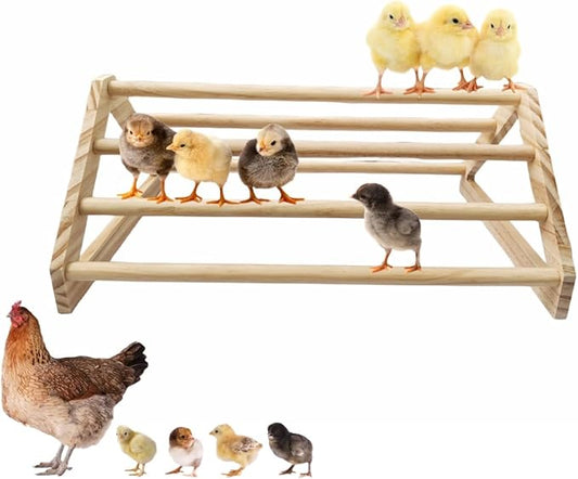 Chick Perch Chicken Coop Toys and Accessories,Chick Roosting Bar,Brooder for Baby Chicks,Strong Wooden Bird Perch. (Style 2, 14.4" x 10.7" x 6.7)