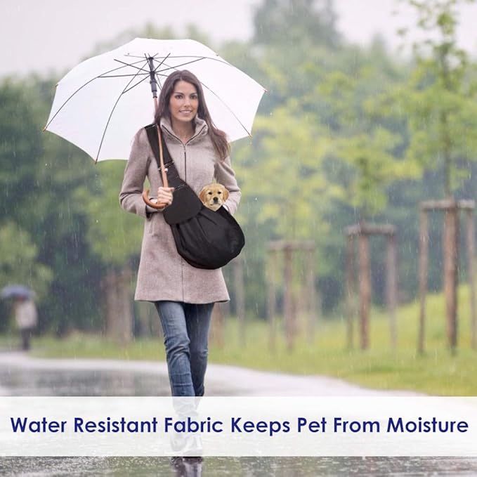 Dog Padded Papoose Sling, Small Pet Sling Carrier Hands Free Carry Adjustable Shoulder Strap Reversible Tote Bag with a Pocket Safety Belt Dog Cat Traveling Subway