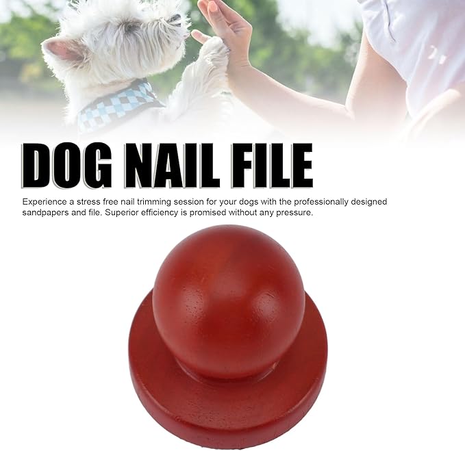 Dog Nail File, Wooden Round No Pressure Dog Nail Trimmers with 3 Replaceable Sandpapers for Stressfree Nail Trimming, Professional Relaxing Dog Nail Scratch Board