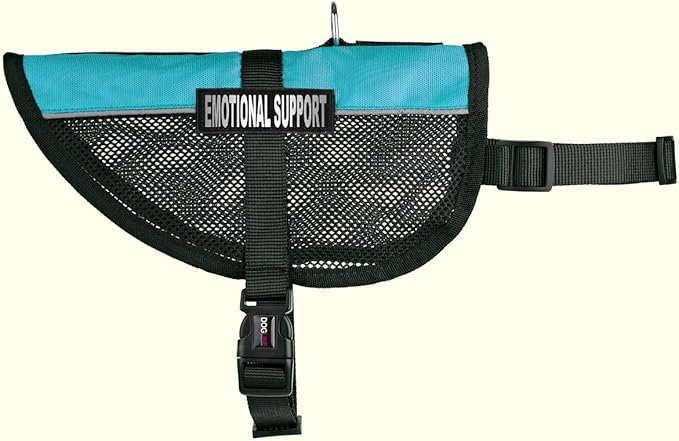 Dogline 22"-29" MaxAire Mesh Vest for Dogs and 2 Removable Emotional Support Patches, Large, Turquoise