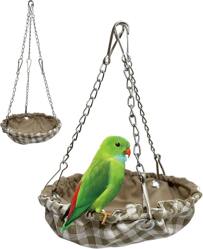 Waterproof Bird Nest for Cage, Hanging Birds Hammock with Adjustable Chain, Bird Cage Swing for Parakeets Bird Sleeping Hut for Budgies Lovebirds Quaker (Brown)