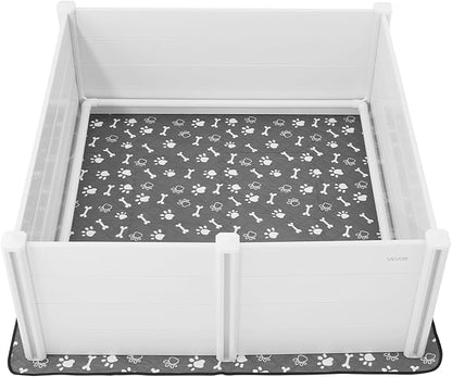 VEVOR Dogs Whelping Box, 60 x 60 x 24 inch, Plastic PVC Puppies Playpen with Height Adjustable Door and Washable Pee Pad, Anti-Deformation Indoor Puppy Play Pen for Extra Large Breed Dogs, Milk White