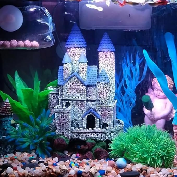 SLOCME Aquarium Middle Ages Resin Castle Decorations - Fish Tank Gothic Castle Hiding Cave Ornament