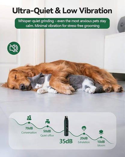 weini Dog Nail Grinder Upgraded-Professional 5-Speed Electric Rechargeable Pet Nail Trimmer Painless Paws Grooming & Smoothing, Sponge Dust Collection for Small Medium Large Dogs&Cats,Green