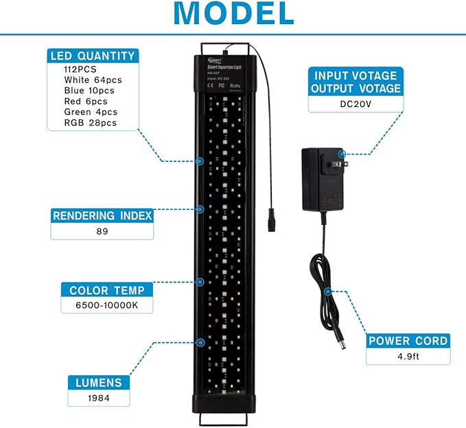 hygger Aquarium Programmable LED Light, for 24~30in Long Full Spectrum Plant Fish Tank Light with LCD Setting Display, 7 Colors, Sunrise Sunset Moon and DIY Mode, for Novices Advanced Players