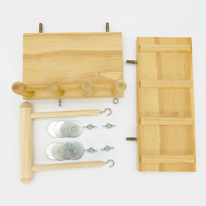 Parrot Climbing Ladder, Bird Wooden Playground with Climbing Ladder Stand, Parrot Play Stand, Bird Swing for Green Cheeks, Small Lovebirds, Goldens, Hamsters, Bird Cage Chew Toy Set