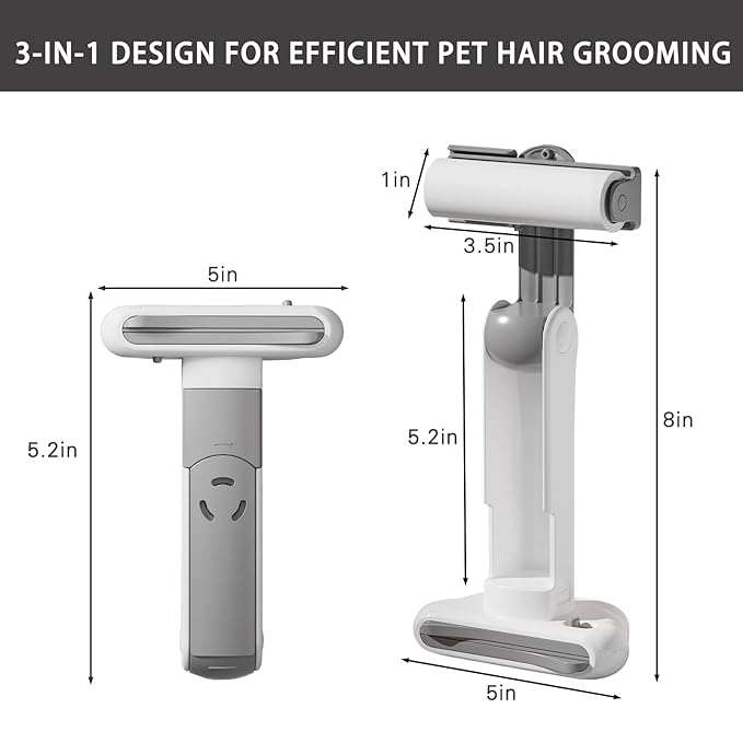 3-in-1 Cat & Dog Grooming Brush Rotatable, Dog Brush for Shedding, Stainless Steel Metal Undercoat Comb & Grooming Comb Removes Static and Reduces Shedding, White - Large Size