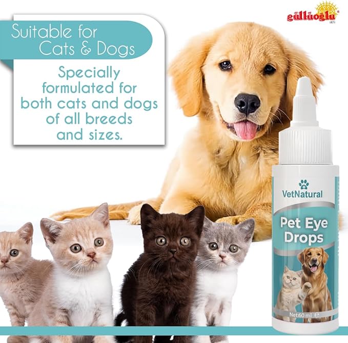 60ml Pet Eye Drops & Eye Wash for Dogs & Cats  Fast Relief for Itching, Irritation, Pink Eye & Allergy Symptoms  Gentle, Safe, Natural Formula for All Animals  Large 60ml Bottle
