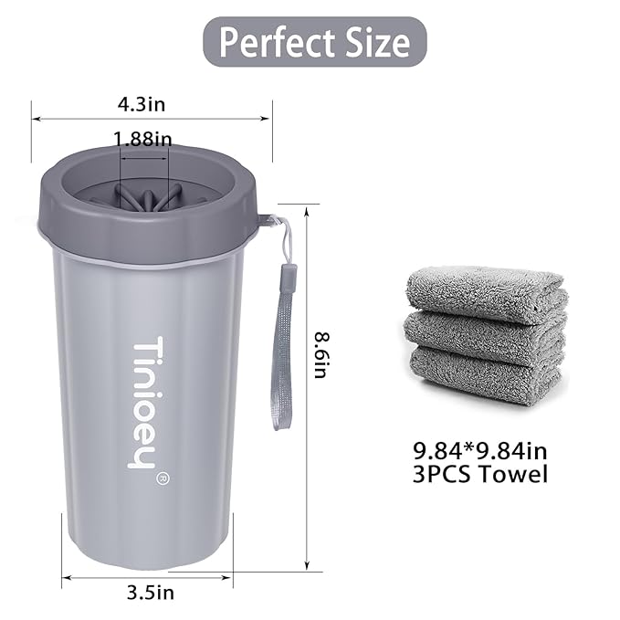 Dog Paw Cleaner for Large Dogs (with 3 Towels & Dog Bath Brush), Dog Paw Washer, Muddy Paw Cleaner, Pet Foot Cleaner