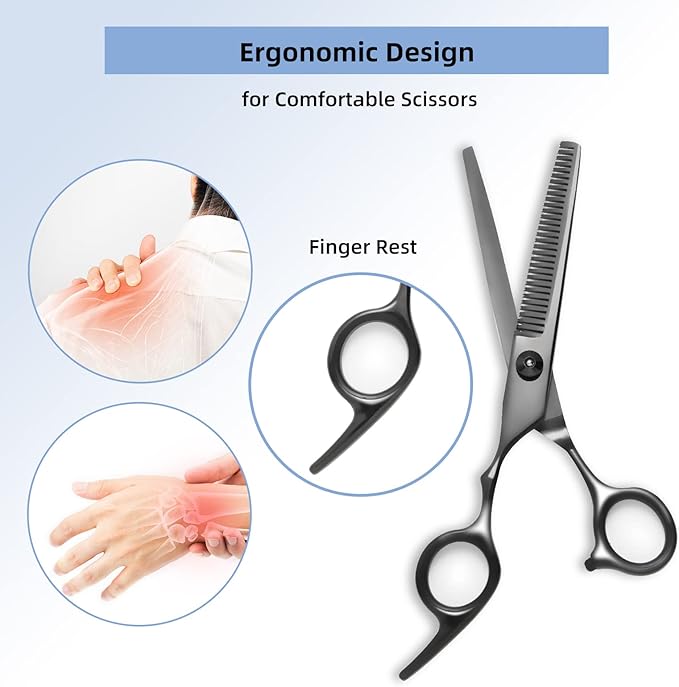 8.0 in 9CR Titanium Professional dog grooming scissors set,Grooming Scissors for Dogs Cats,Pet nail clippers,Shears, Straight,Curved,Thinning Shears,Comb for Full Body,Face, Nose,Ear,Paw