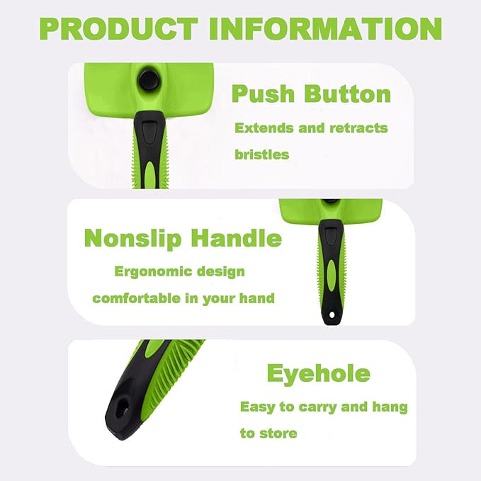 YINGFAN Self Cleaning Slicker Dog Brush for Shedding, Pet Friendly Dog Brushes for Grooming, Deshedding Dog Brush for Long Haired and Short Haired Dogs (Green)