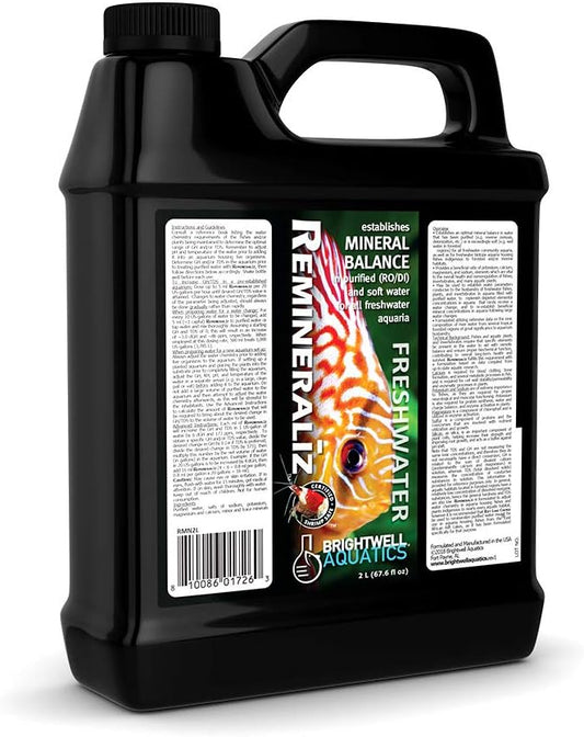 Brightwell Aquatics Remineralīz – Restores GH & TDS for Freshwater Aquariums, Replenishes Essential Minerals for Soft Water, Supports Fish & Plant Health, 2L
