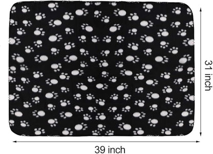 Comsmart Dog Blankets for Small Dogs, 6 Pack Puppy Blanket Cute Paw Print Pet Blanket for Dog, Puppy, Cat, Kitten, 39x31 inches, Black