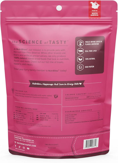 Nutri Bites Freeze Dried Pork Liver Dog & Cat Treats, 4oz | Healthy Pet Training Treats or Food Topper | All Natural, Single Ingredient, High Protein | Great for Puppy, Small, Medium, or Large Breeds