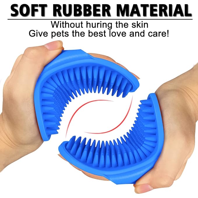 2 Pcs Dog Grooming Brush, Pet Shampoo Brush Dog Bath Grooming Shedding Brush Soothing Massage Rubber Comb with Adjustable Strap for Short Long Haired Dogs and Cats