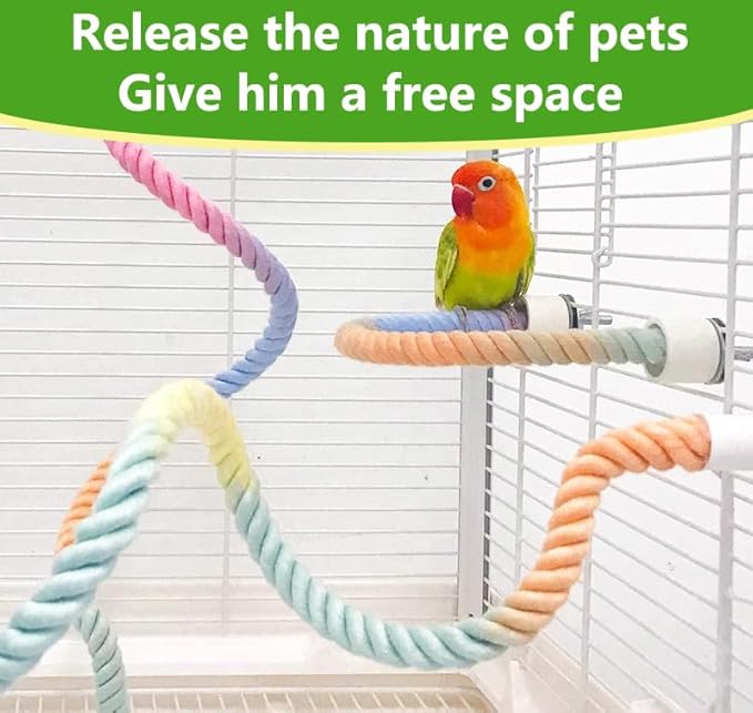 2Pcs Rope Perches for Bird Cages, Rope Perch for Parrots, Cockatiels & Parakeets, Bird Cage Accessories(S)