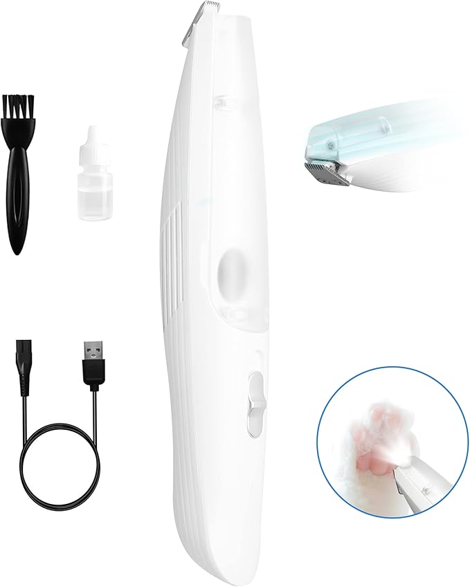 Electric Dog Paw Fur Vacuum Trimmer Christmas Cordless Ear Hair Clipper Small Cats Mini Dogs Shavers Light up Puppy Grooming Clippers 2 Speeds Rechargeable Cat Trimmers Quiet Grooming