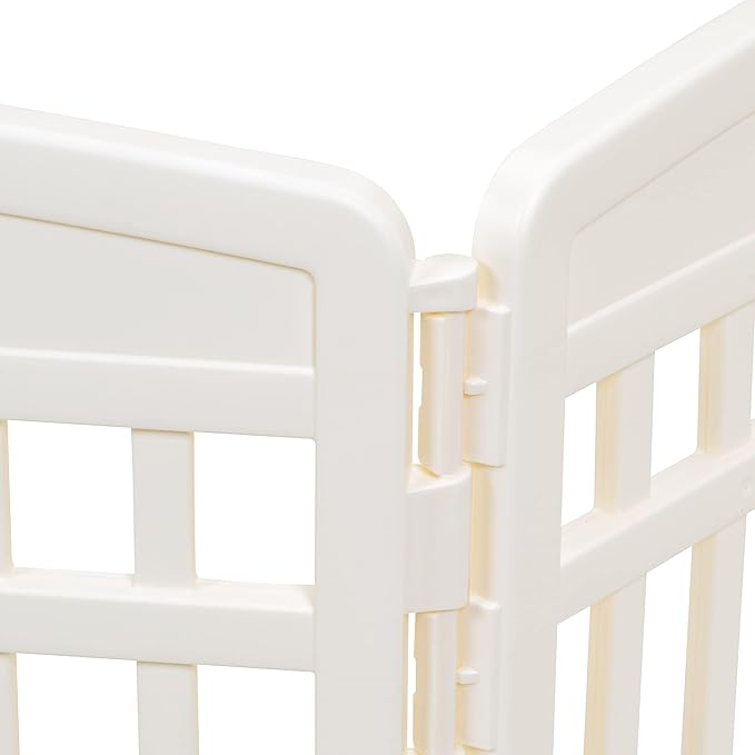 Amazon Basics 6-Panel Indoor Pet Dog Hexagonal Playpen, Puppy Playpen with Door, Easy Assemble Easy Storing, 24 in, Beige