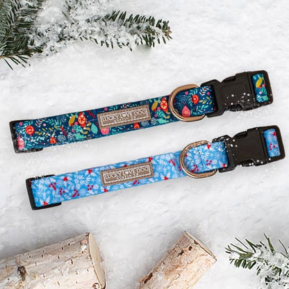 Lucky Love Dog Collar, Cute Winter Dog Collars for Medium Dogs, Blue Snowflake Dog Collar for Male and Female Dogs, Part of Purchase Donated to Dog Rescue - (Winterblue Collar, M)