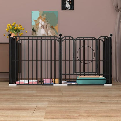 Dog Panel Pet Playpen Pen Bunny Fence Indoor Outdoor Fence Playpen Heavy Duty Exercise Pen Dog Crate Cage Kennel (55" L x 27.5" W x 31.5" H) (Black)