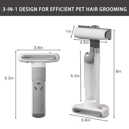 3-in-1 Cat & Dog Grooming Brush Rotatable, Dog Brush for Shedding, Stainless Steel Metal Undercoat Comb & Grooming Comb Removes Static and Reduces Shedding, White - Medium size