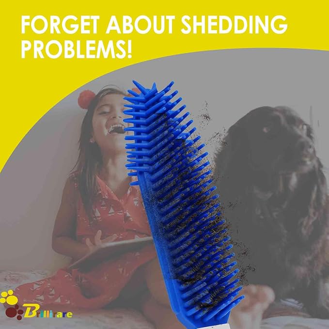 2 Pack Dog Grooming Bath Brush, Premium Soft Silicone Pet Brushes with Handle, Shampoo Soothing Comb for Wet Dry Long Short Haired Dogs & Cats Massaging, Deshedding Shower Scrubbing