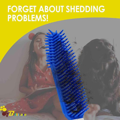 2 Pack Dog Grooming Bath Brush, Premium Soft Silicone Pet Brushes with Handle, Shampoo Soothing Comb for Wet Dry Long Short Haired Dogs & Cats Massaging, Deshedding Shower Scrubbing