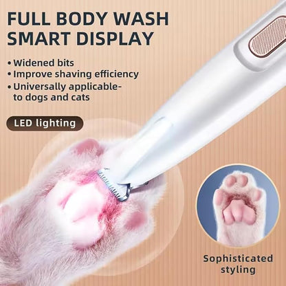 Dog Paw Trimmer with LED Light, 2025 Upgrade Petior Pet Paw Trimmer for Dogs, Pet Hair Clippers for Grooming Kit, LED Display, 35dB Safety Low Noise Pets Trimmers for Paws Eyes Ears Face Rump (1Set)