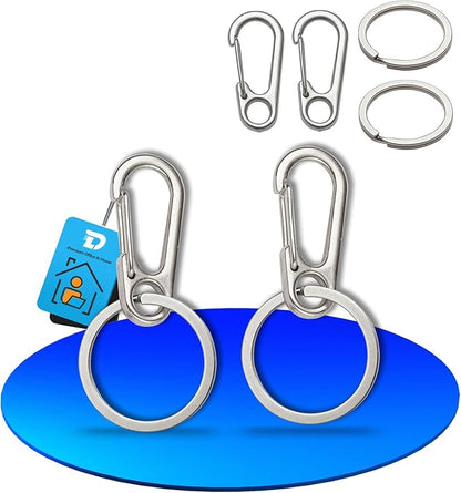 Dog Tag Clip for Collar 2 Pcs,Dog Tag Holder for Pet Collar, Secure Dog Tag Ring, Micro Carabiner, Pet Tag Clip - Stainless Steel, Dog Tag Holder Silvery