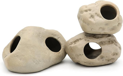 Aquarium Decorations Stackable Ceramic Cave Betta Fish Tank Accessories Rock Cave Decor 3-Piece Set