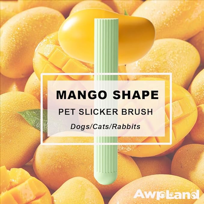 Dog Brush with Release Button, Mango Cat Brush for Long or Short Haired Cats Dogs Rabbits, Skin Friendly Deshedding Grooming Tool for Gently Removes Loose Fur Undercoat