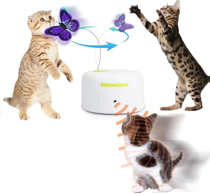 ALL FOR PAWS Interactives Cat Teaser Toy Flutter Bug Cat Wand Toy Fun Playing Toys Kitten Toys with Shiny Butterfly