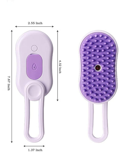 Cat Steam Brush for Shedding - 4 in 1 Cat Brush with Steam Anti-Static, Massaging & Shedding Comb – All-In-One Pet Grooming and Cleaning, Purple