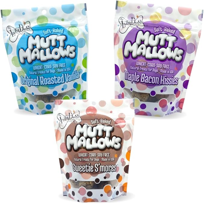 The Lazy Dog Cookie Co. Mutt Mallows Soft Baked Dog Treats, Wheat, Corn & Soy Free, Baked in The USA, 5 oz Cost Saving Variety Bundle (Pack of 3)