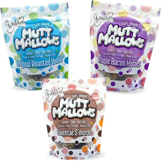 The Lazy Dog Cookie Co. Mutt Mallows Soft Baked Dog Treats, Wheat, Corn & Soy Free, Baked in The USA, 5 oz Cost Saving Variety Bundle (Pack of 3)