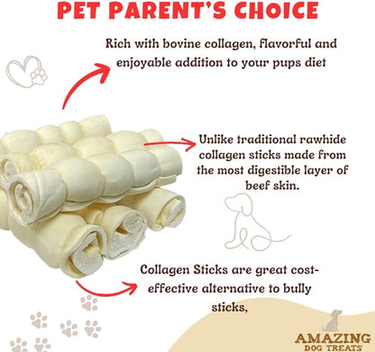 Amazing Dog Treats - Beef Cheek Rolls (10 Inch Regular - 30 Pcs) - Safe Rawhide Alternative Dog Chew - Great for Power Chewers - Long Lasting Dog Chew - Retriever Rolls