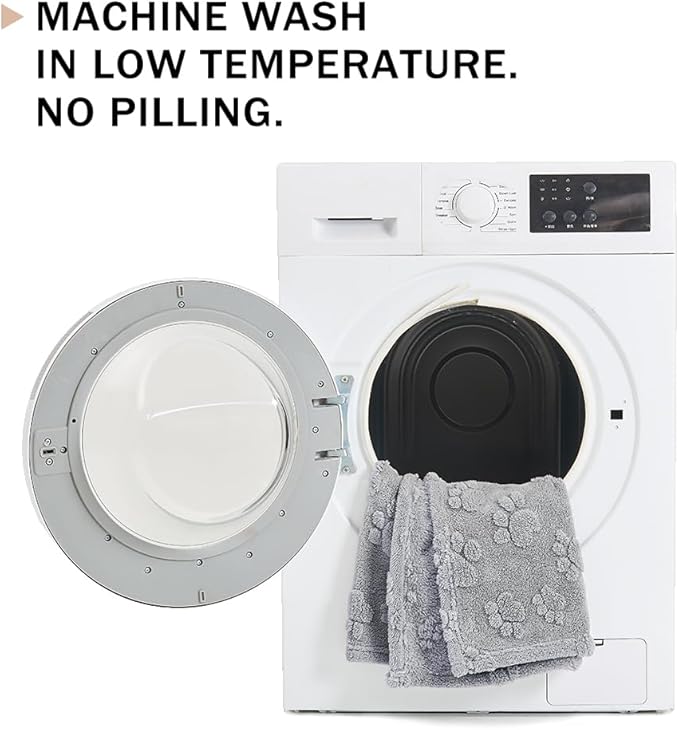 Qeils Jacquard Dog Blankets for Large Dogs, Cozy Calming Cat Blankets Washable, 280GSM Coral Fleece Plush Fluffy Throw Blanket, Grey Paws, 30x40IN