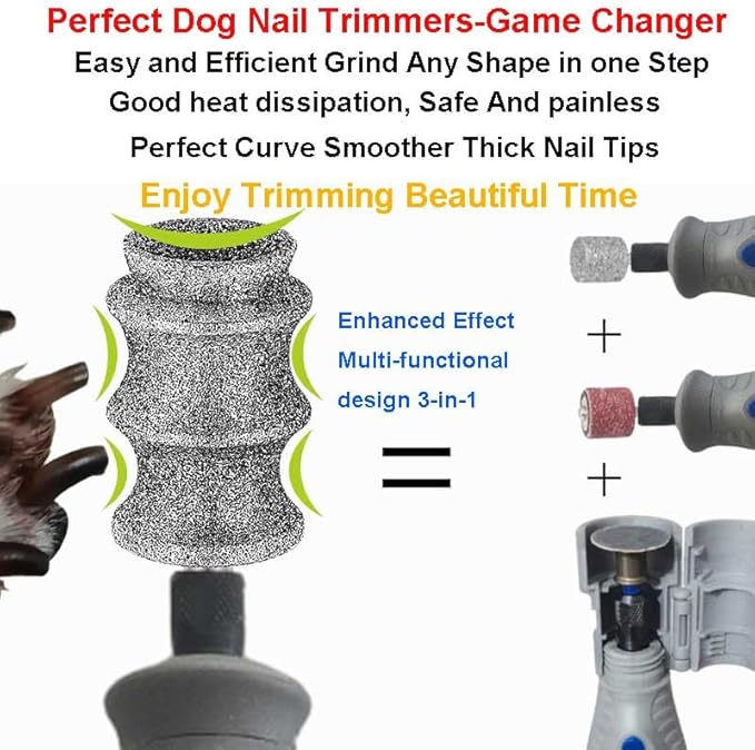For Dremel Pet Dog Nail Grinder Attachment, Diamond Fit Dremel Bit For Dog Nail, Rotary Fit Dremel Dog Nail Diamond Bit, 1/8'' Fit Dremel Pet Dog Nail Grinder Refills Replacement Head 2-Packï¼ Large ï¼