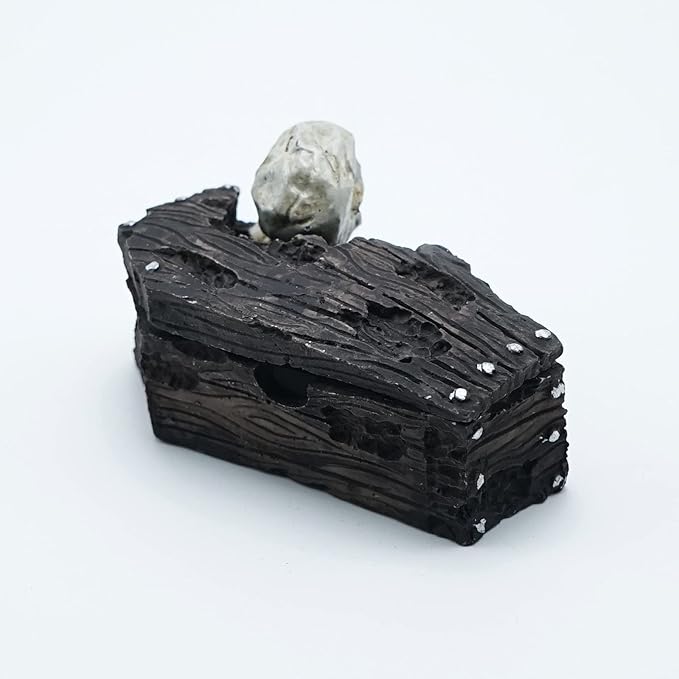 Skull Aquarium Fish Reptile Tank Decoration Resin Cave House Skeleton Small Pet Decorative Landscape Terrarium Ornament Halloween Décor for Snake Lizard Spider Tanks