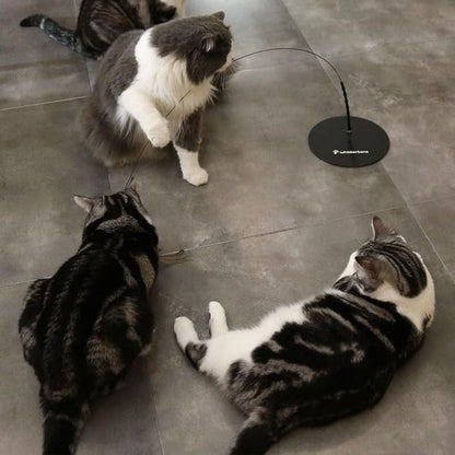 Interactive Bird Simulation Cat Toy Set, Interactive Cat Toys for Indoor Cats, Cat Feather Toy, Self-Holding Suction Base, 5 Replacement Birds, Feathers & Bells (Weighted Base + Wire)