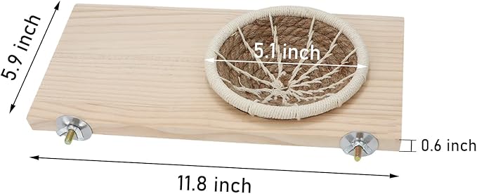 Wontee Bird Perch Stand with Nest Bird Breeding Nest Bed Wooden Platform for Budgies Parakeets Cockatiels Conures (M)