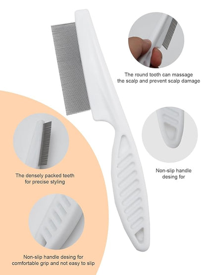 2 PCS Flea Comb for Dogs and Cats - Promotes Hair Growth and Removes Loose Hair, Knots