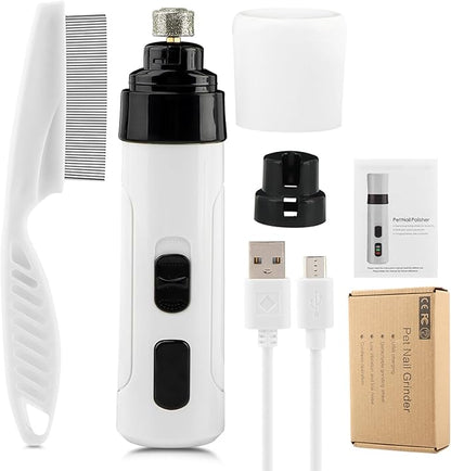 Dog Nail Grinder Upgraded, 2-Speed Rechargeable Pet Nail Trimmer, Electric Dog Nail Clippers Painless Pet Paws Grooming Smoothing for Small Medium Large Dogs and Cats