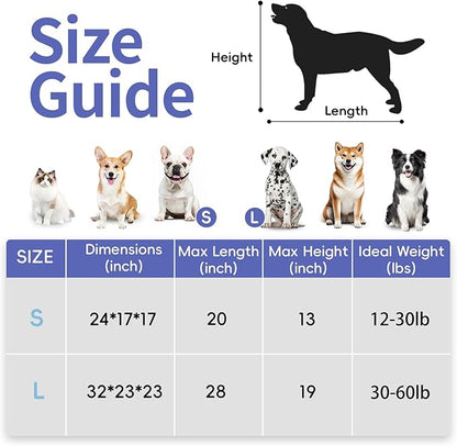 Petprsco Portable Dog Crate - 32"x23"x23" Collapsible Dog Travel Crate for Medium/Large Dogs with Soft Blanket, Foldable Bowl & Poop Bag Dispenser - Indoor & Outdoor Use