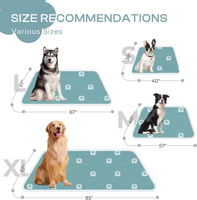 Luciphia Waterproof Pet Blanket for Medium Large Dogs Washable Fluffy Thick Jacquard Shag Fleece Warm Sherpa 3D Textured Flower Print for Cats Puppy Couch Protection (Blue,57x40 inches)