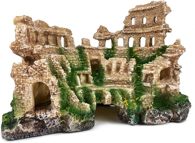 Antique Roman Column Ruin Aquarium European Castle Decoration for Fish Tank Castle Cave Hideouts Rocks Plants Supplies Accessories Safe for Freshwater and Saltwater Fish Tanks – Large