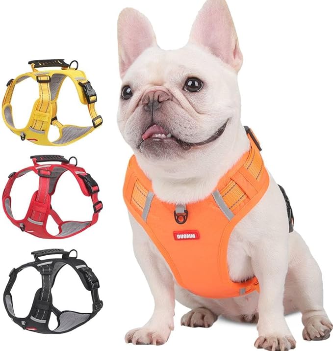 Dog Harness, No Pull Service Vest, Reflective Strips, Control Handle, Soft Padded, Adjustable and Comfortable for Easy Walking (Orange, Medium)