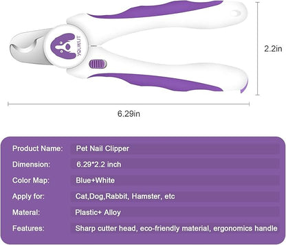 Dog Nail Clippers and Trimmers,Professional Grooming Tool with Safety Guard to Avoid Over Cutting,Free Nail File,Razor Sharp Blade,Sturdy Non Slip Handles for Large and Small Animals (Purple)
