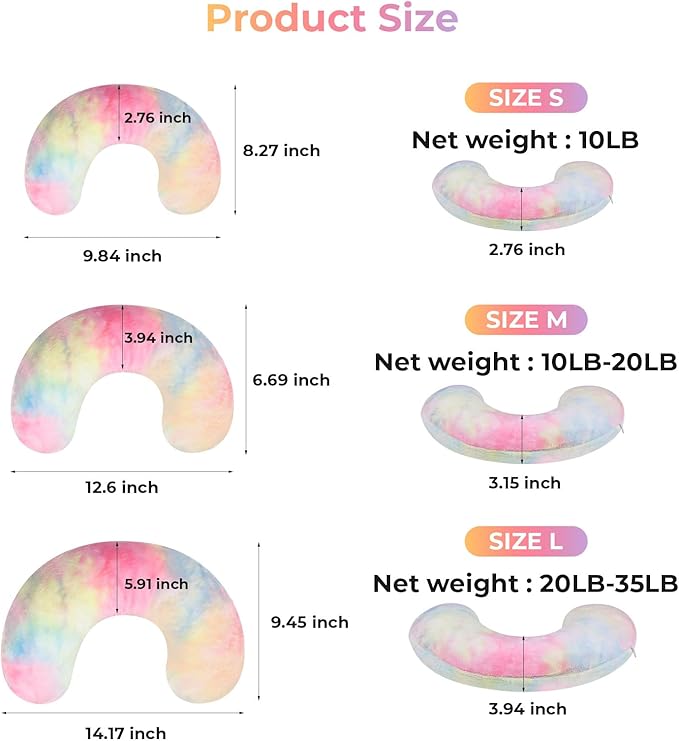 Dog Pillow, U-Shaped Dog Calming Pillow for Pet, Soft Dog Neck Pillow Machine Washable Dog Bed Pillow for Dog and Cat Enhance Sleep Quality(Tie-dye Pink Blue, Medium)