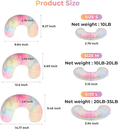 Dog Pillow, U-Shaped Dog Calming Pillow for Pet, Soft Dog Neck Pillow Machine Washable Dog Bed Pillow for Dog and Cat Enhance Sleep Quality(Tie-dye Pink Blue, Medium)